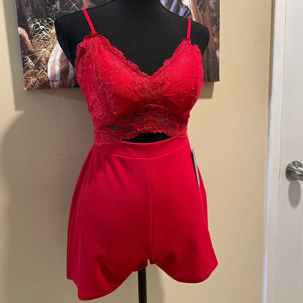 J for Justify Red Sexy Romper